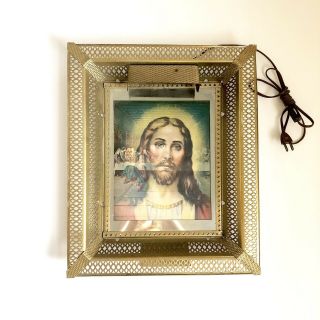 Vintage 3d 3 - D Lenticular Framed Wall Art Picture Jesus Christ The Last Supper