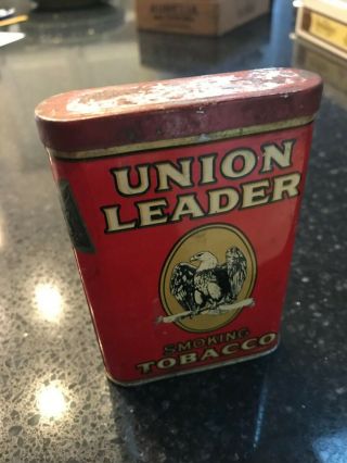 Vintage Union Leader Smoking Pipe Tobacco Tin Pocket Size 2