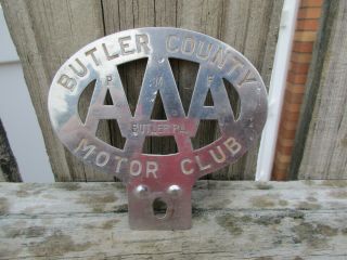 Butler Pa Aaa Motor Club License Plate Topper/stainless Steel/hot Street Rat Rod