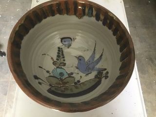 Ken Edwards Mexican Art Pottery - Butterfly Pattern - 11 " Round Pasta Bowl