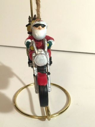 Motorcycle Riding Santa and Reindeer Ornament,  Born to Be Jolly Saddlebag 2