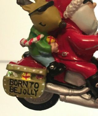 Motorcycle Riding Santa and Reindeer Ornament,  Born to Be Jolly Saddlebag 4