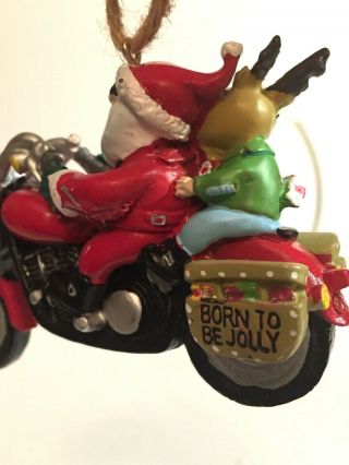 Motorcycle Riding Santa and Reindeer Ornament,  Born to Be Jolly Saddlebag 5