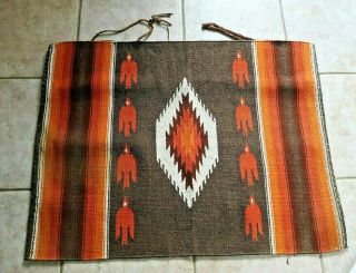 Vtg Native Am Indian Navajo Orange Brown Wool Rug Artisan Made Wall Art 40 " X30 "