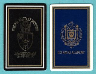 2 Single Swap Playing Cards Virginia Military Institute Us Naval Academy Vintage
