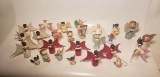 25 Pc Vintage Angel Christmas - Ornaments - Playing In A Band - 1 In - Germany - 1940s?