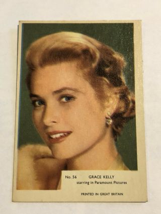 1955 Kane Film Stars Associated British Pathe Card No.  56 Grace Kelly