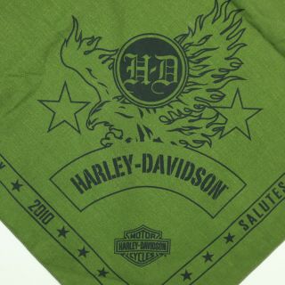 Harley Davidson Salutes The Military Biker Bandana 2010 Usa Green W/ Defects