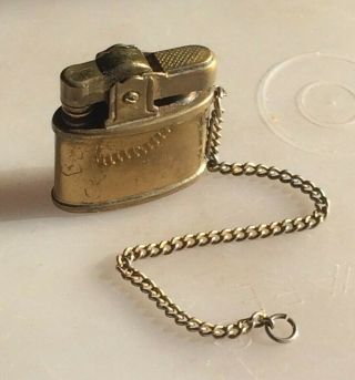 Vintage Brass Atlas Lite Cigarette Lighter With Fob Chain.  Made In Japan