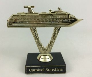 Carnival Cruise Ship Sunshine Gold Plastic Ship On A Stick Boat Trophy Award