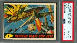 1962 Topps Mars Attacks Saucers Blasting Our Jets 4 Psa 6 (-)