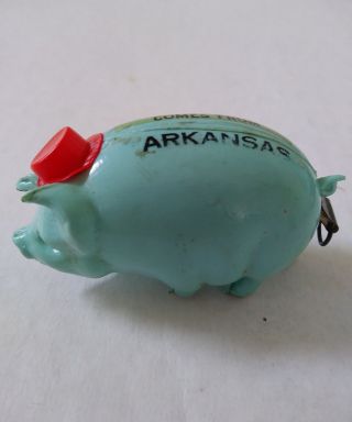 Vintage Souvenir Celluloid Pig Tape Measure This Little Piggie Arkansas