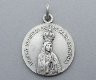 Catholic,  Antique Religious Large Pendant.  Our Lady Of Fatima.  Saint Virgin Mary