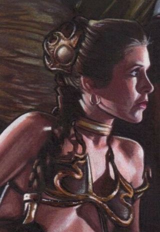 Star Wars Princess Leia Slave Girl Carrie Fisher Sketch Card Print 1 Of 15 Art