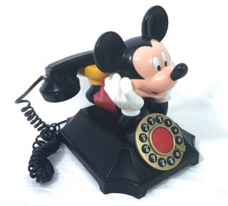 Mickey Mouse Vintage Touchtone Desk Phone Push Button Telemania Segan A46