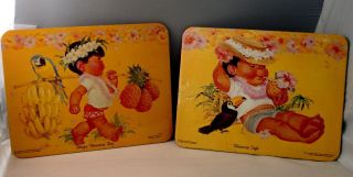 Two Vintage Castle & Cooke Dole Hawaii Cork Wall Hanging Hot Pad Plaques
