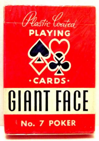 Arrco Vintage Giant Face Red No.  7 Poker Playing Cards Deck