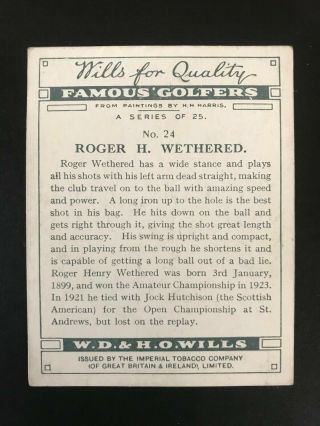 1930 W.  D.  & H.  O.  Wills Famous Golfers: Roger Wethered 24 2