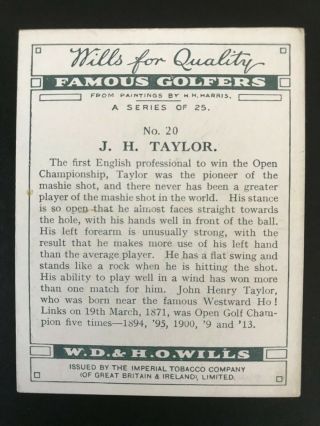 1930 W.  D.  & H.  O.  Wills Famous Golfers: J H Taylor 20 2