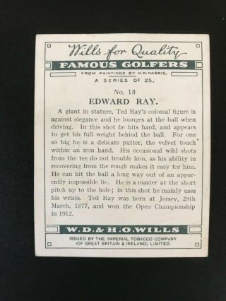 1930 W.  D.  & H.  O.  Wills Famous Golfers: Edward Ray 18 2