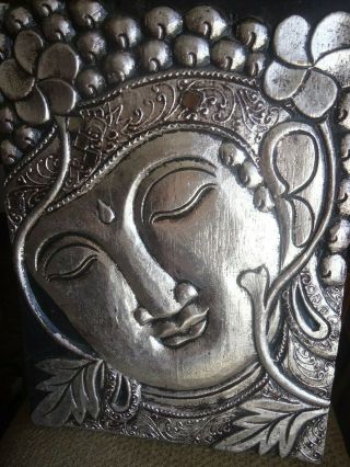 BALINESE - BUDDHA - FACE - SOLID - WOOD - HAND - CARVED - WALL - HANGING - PANEL - 2