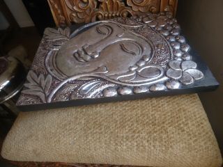 BALINESE - BUDDHA - FACE - SOLID - WOOD - HAND - CARVED - WALL - HANGING - PANEL - 5
