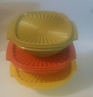Set Of 3 Vintage Tupperware Servalier Nesting Bowls With Lids