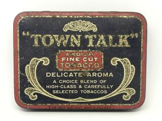 Vintage Tobacco Tin,  Town Talk Medium Fine Cut,  Wd & Ho Wills,  Sydney Australia