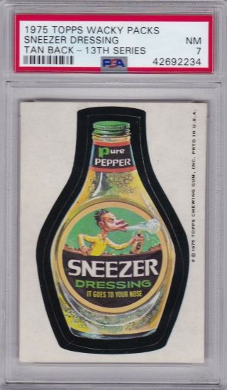 1975 Topps Wacky Packages Sneezer Dressing (tb) Psa 7 Nm Series 13 Packs Tough