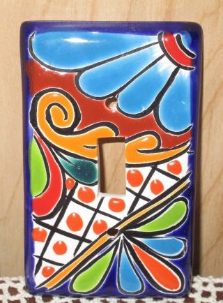 Traditional Mexican Folk Art Talavera Pottery Toggle Switch Plate Wall Art