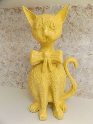 Vintage Paper Mache Cat 3d Sculpture Mexico Folk Art 22 " Tall Jeanne Valentine?