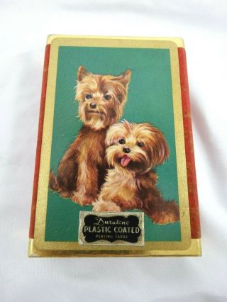 Vintage Yorkie Terrier Dog Duratone Playing Cards Arrco Playing Card Co.