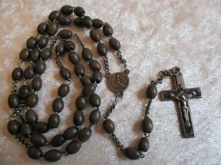 Vintage Wooden Rosary Prayer Beads From France