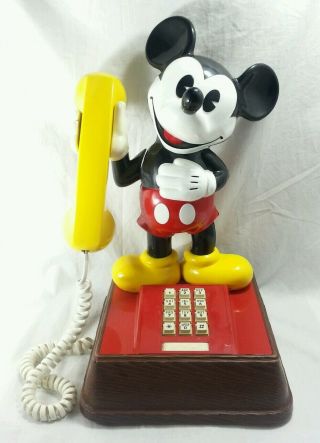 Vintage Mickey Mouse Phone Disneyana Push - Button Telephone Walt Disney 1976