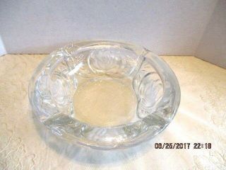 1 Round Clear Frosted Embossed Roses Glass Ashtray