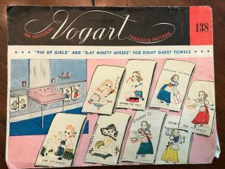 Vogart 138 Pin Up Girls & Gay Ninety Misses For Guest Towels Transfer Applique