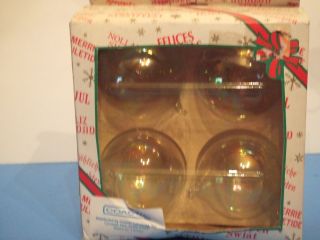 Box Of 4 Vintage Blown Glass Translucent Christmas Balls