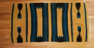 Vintage Native American Geometric Tribal Wool Rug Blanket Weaving 62 X 32