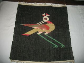 Vintage? Woven Mexican Bird Small Rug Wall Hanging