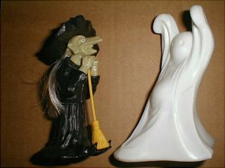 Vintage Wilton Halloween Wacky Witch & Spooky Ghost Cake Topper Decoration Set