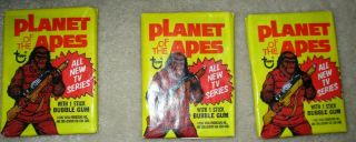 Rare Planet Of The Apes Trading Cards - 3 Packs Vintage Topps Tv