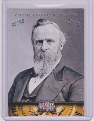 Rare 2012 Panini Americana President Rutherford B.  Hayes " Proof " Card 19 /50