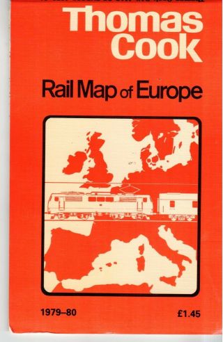 Thomas Cook Rail Map Of Europe 1979 - 80