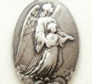 Gorgeous Antique Silver (. 900) Medal Pendant To The Holy Guardian Angel