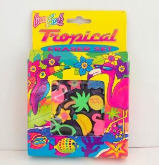 Lisa Frank Tropical Eraser Set Flamingo Dolphin Palm Tree Pineapple Vintage