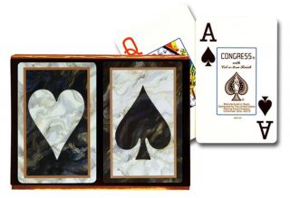 Congress Black Marble Bridge Playing Cards 2 Deck Set Jumbo Index