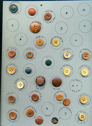 28 Vegetable Ivory Buttons; Clothing Brand Names On Them