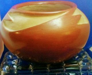 Vintage Native American Pottery Mexico Santa Clara Brown Glaze Incised