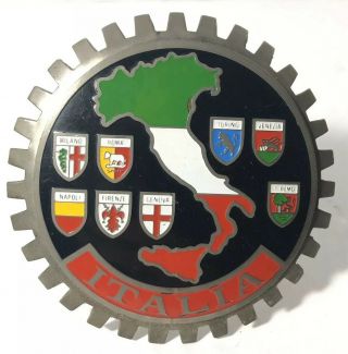 Vintage Italia Map Coat Of Arms Car Grille Badge Emblem 8 Cities Italy Boot