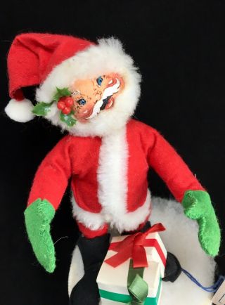 Vintage Creepy Santa Claus Felt Annalee Dolls 8” w/ tag Stuffed Poseable Cloth 2